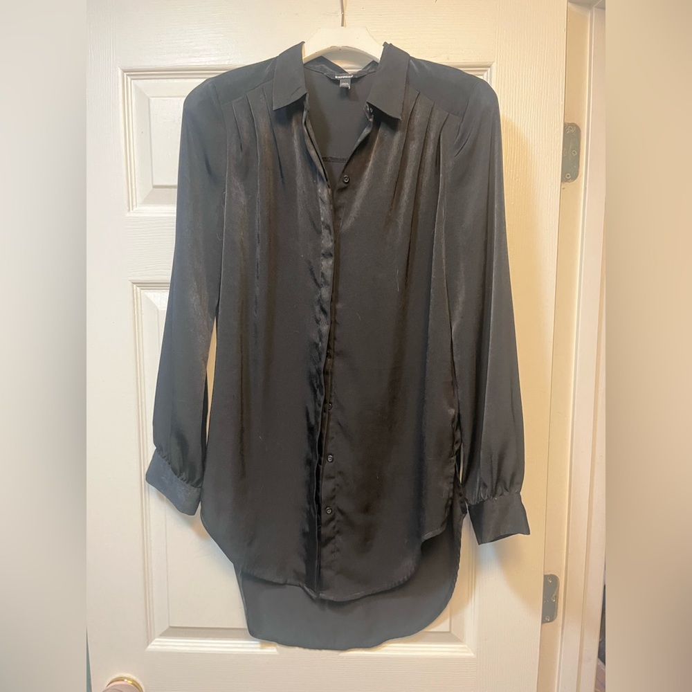 Express Black Button Down Shirt with Collar